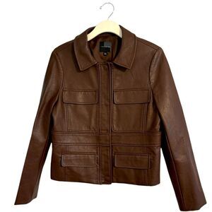 The Limited Faux Brown Leather Jacket Size Large NWT